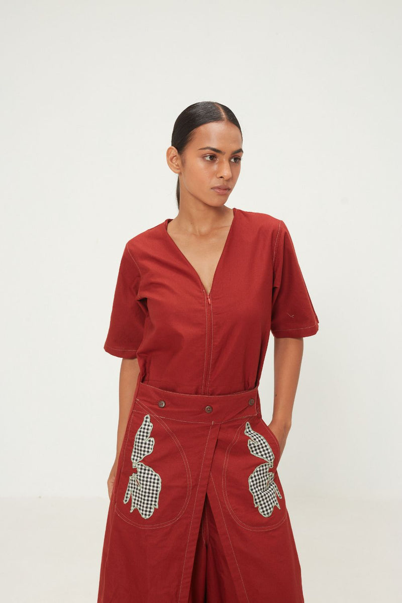 Maru Jumpsuit oxford by Khara Kapas in red for women Worldwide