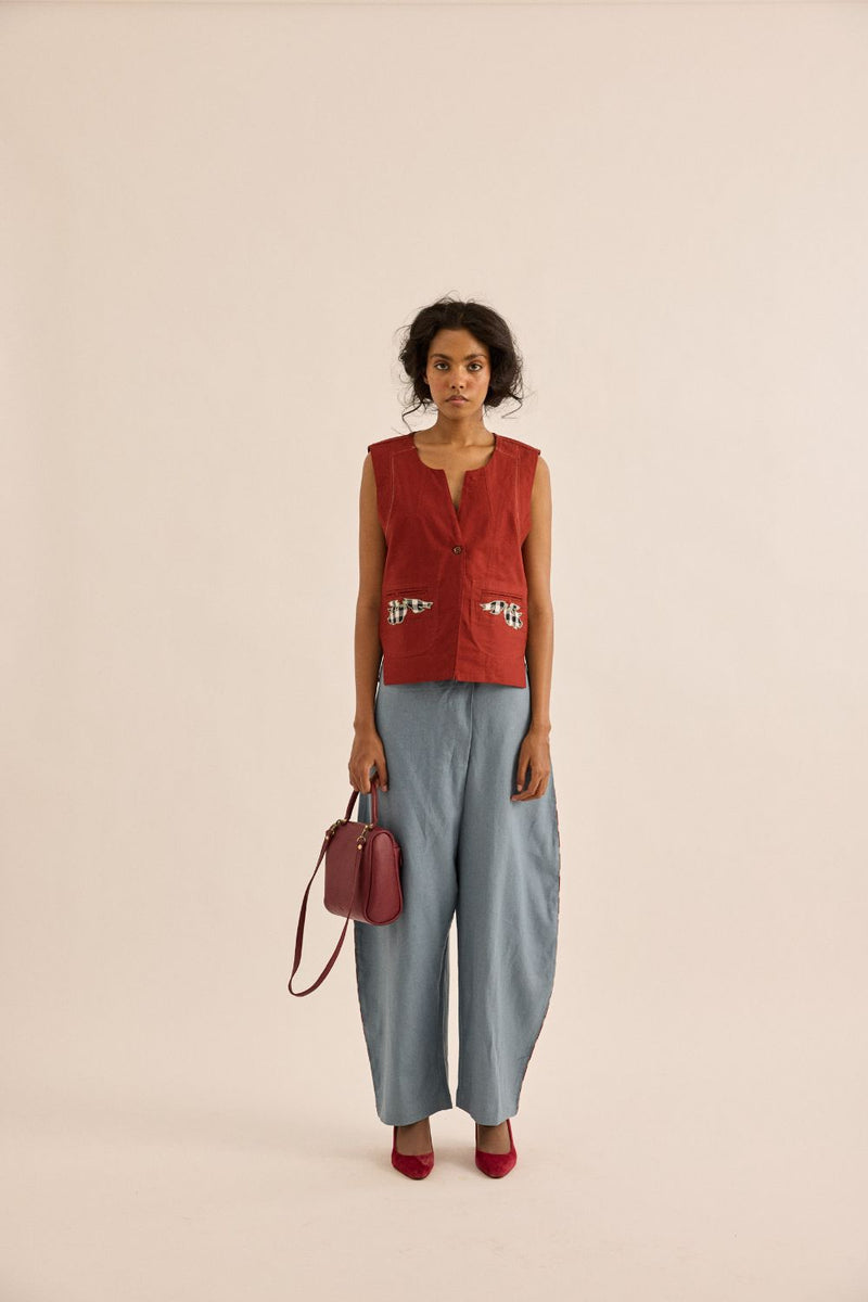 Amarena Top oxford by Khara Kapas in red for women Worldwide
