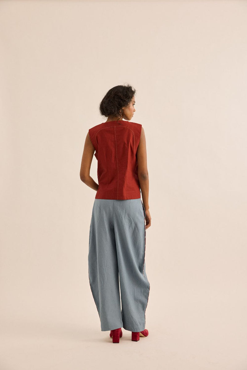 Amarena Top oxford by Khara Kapas in red for women Worldwide