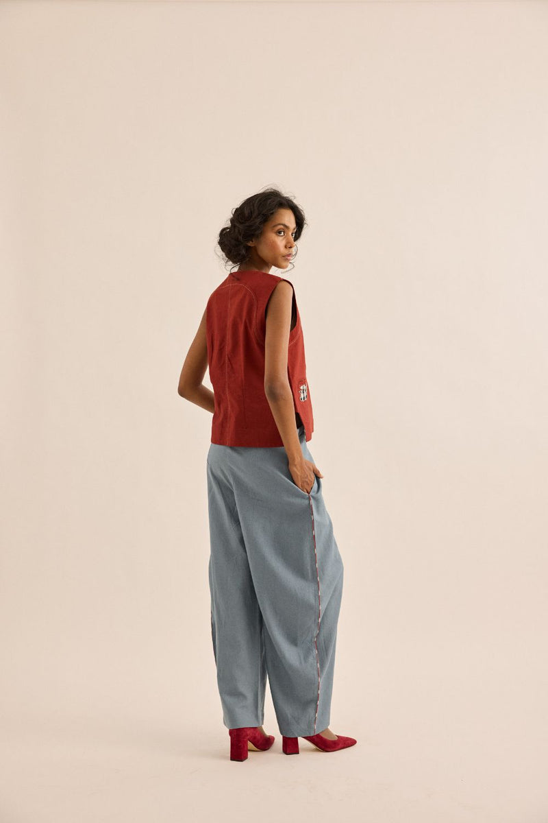 Amarena Top oxford by Khara Kapas in red for women Worldwide
