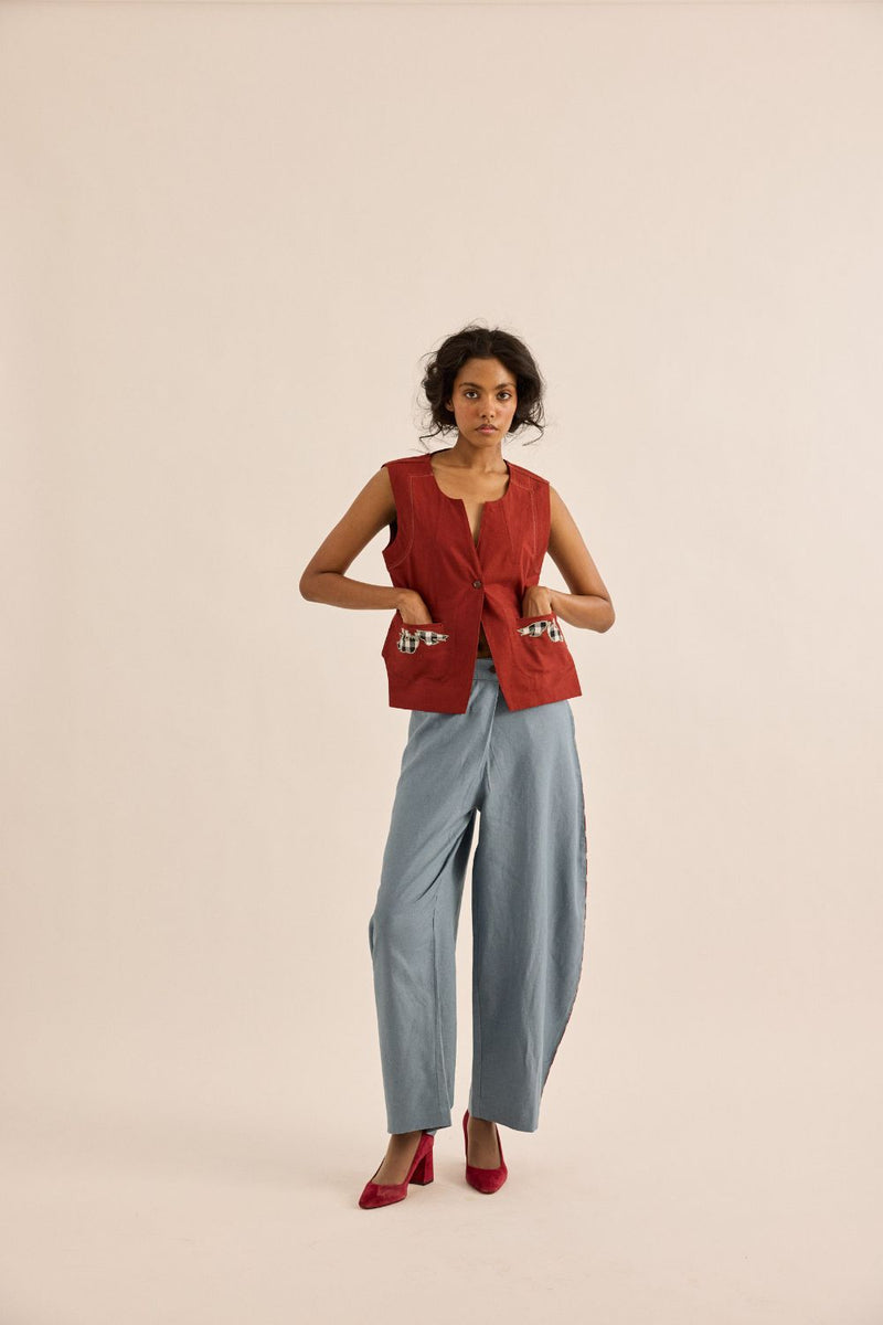 Amarena Top oxford by Khara Kapas in red for women Worldwide