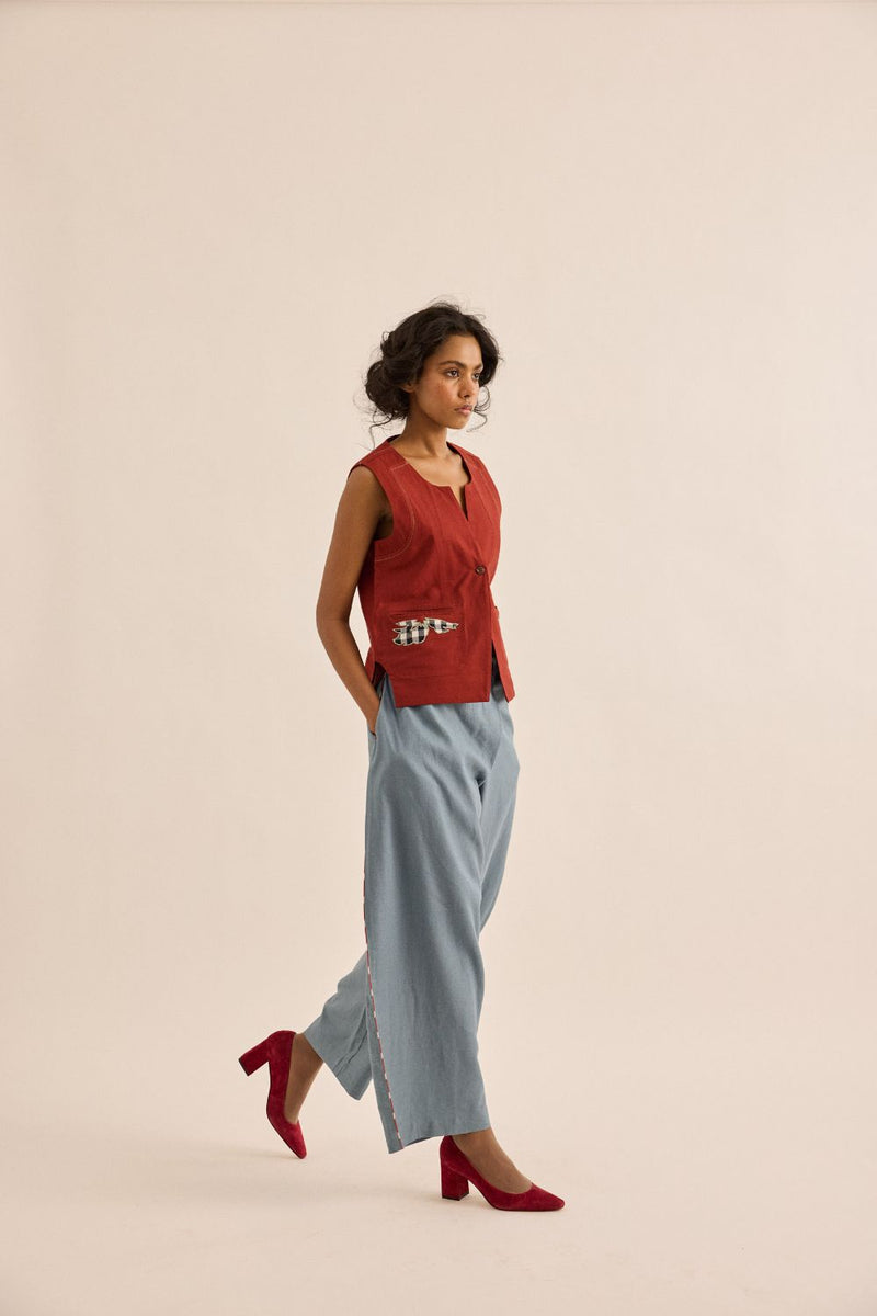 Amarena Top oxford by Khara Kapas in red for women Worldwide