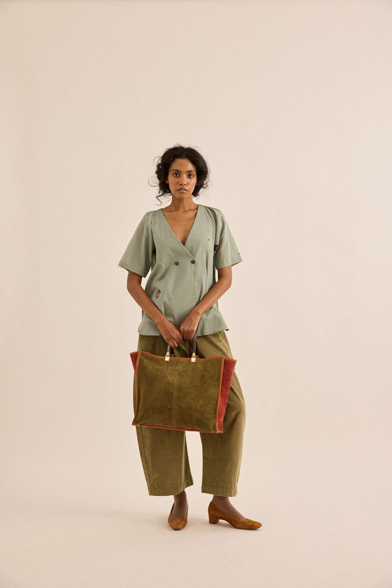 Sage Orchard Pants corduroy by Khara Kapas in olive for women Worldwide