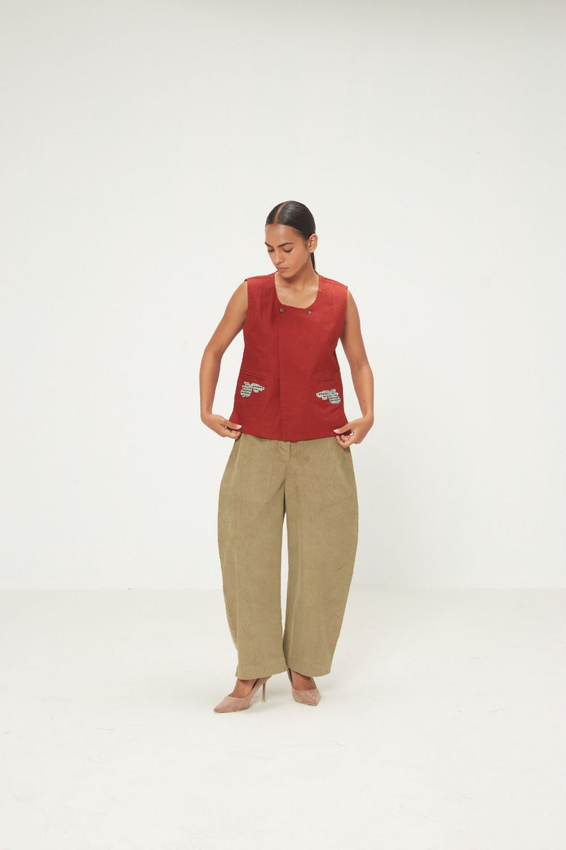Sage Orchard Pants corduroy by Khara Kapas in olive for women Worldwide