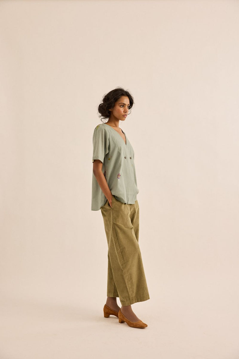 Sage Orchard Pants corduroy by Khara Kapas in olive for women Worldwide