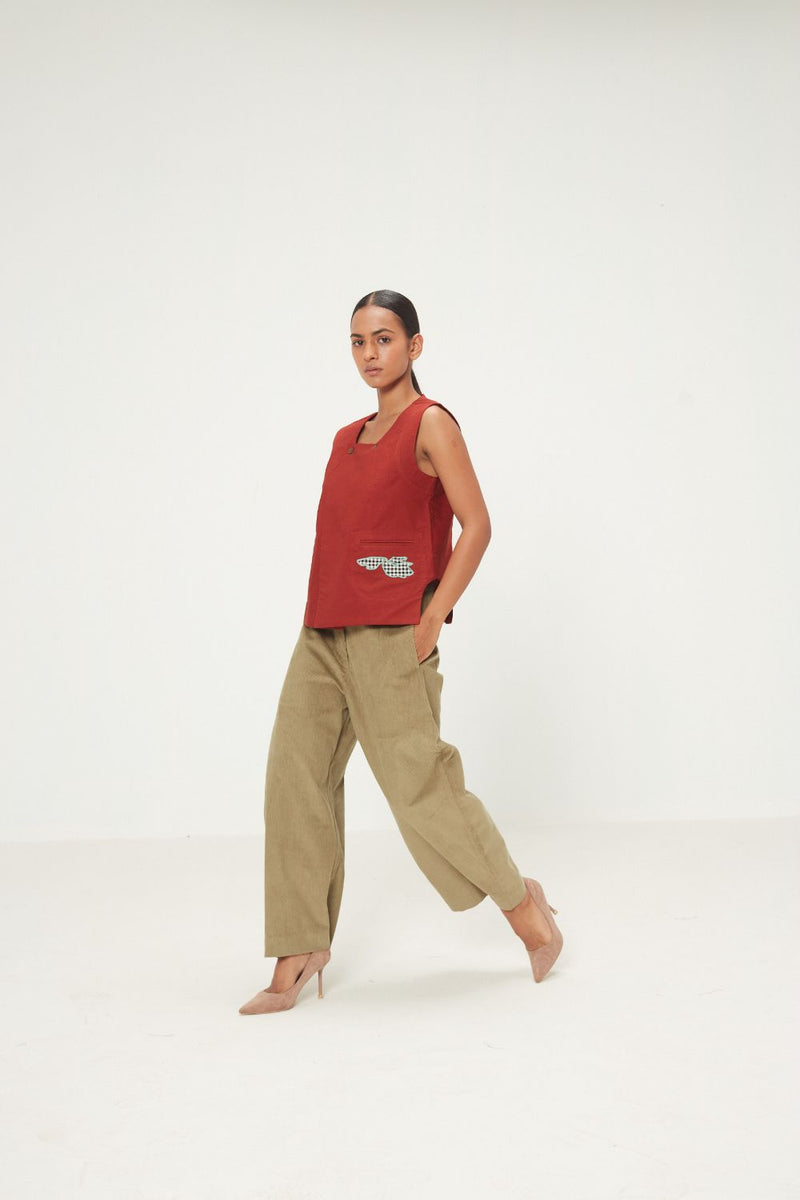 Sage Orchard Pants corduroy by Khara Kapas in olive for women Worldwide