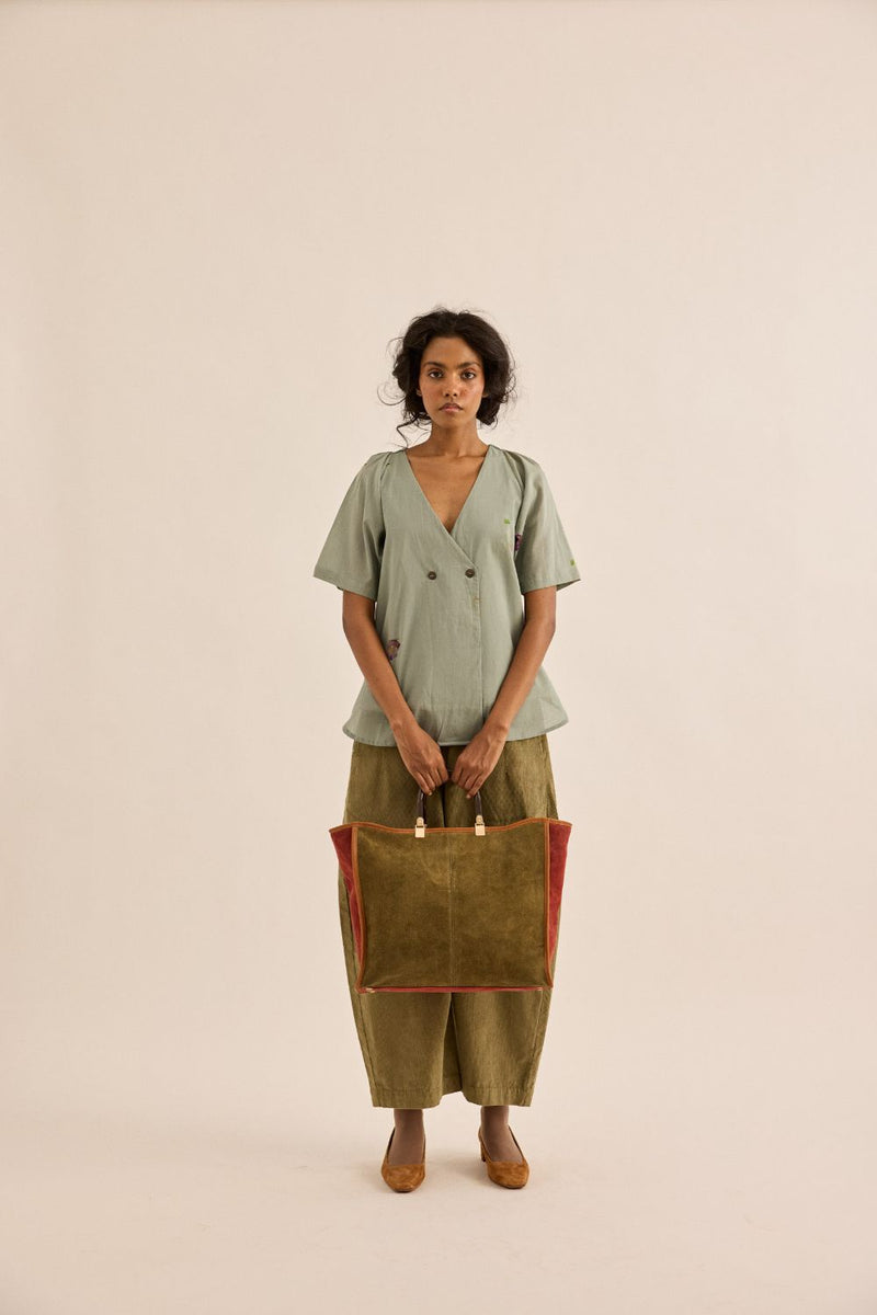 Sage Orchard Pants corduroy by Khara Kapas in olive for women Worldwide