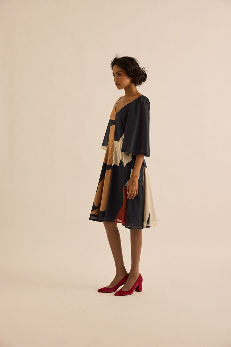 Black Pansy Dress mul by Khara Kapas in multi for women Worldwide