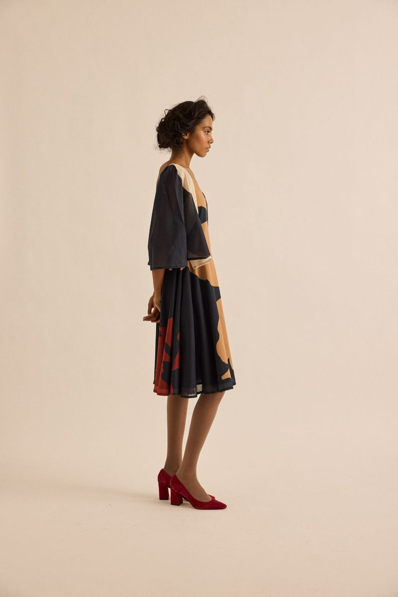 Black Pansy Dress mul by Khara Kapas in multi for women Worldwide