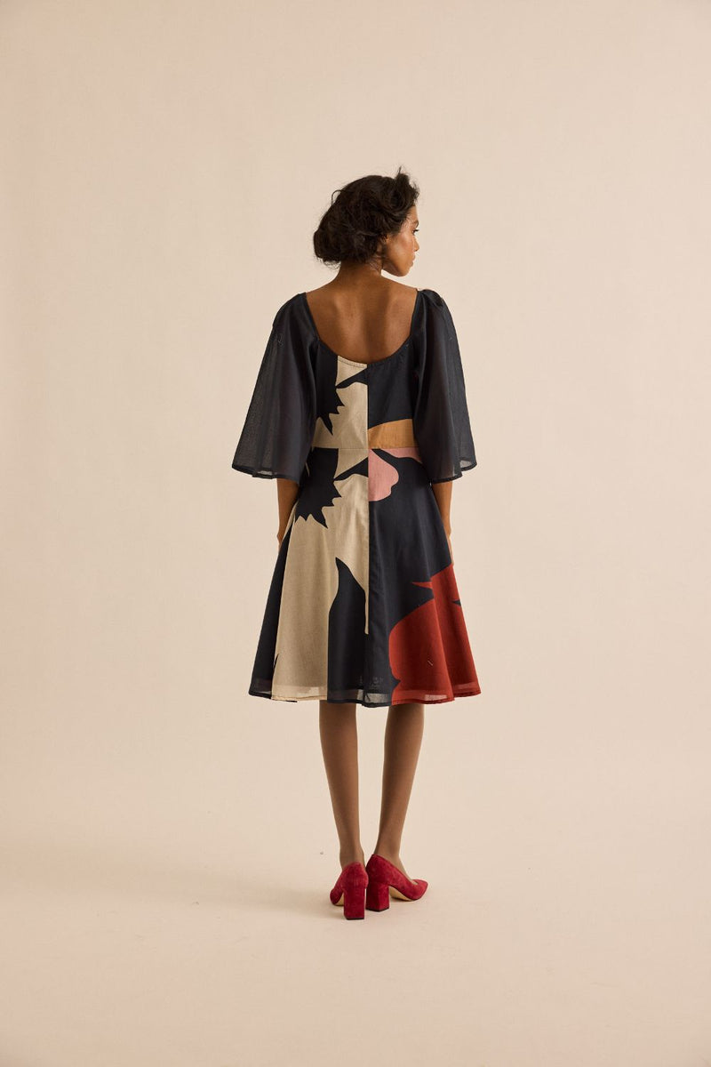 Black Pansy Dress mul by Khara Kapas in multi for women Worldwide