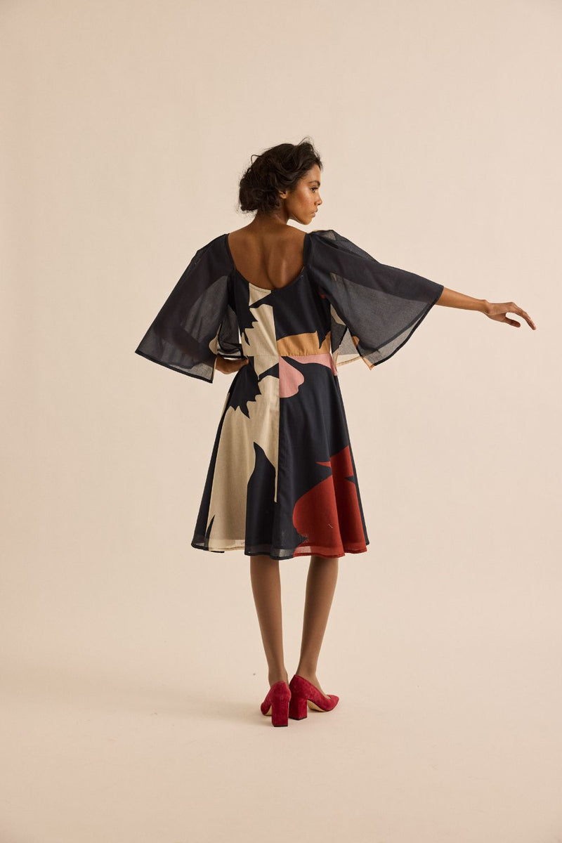 Black Pansy Dress mul by Khara Kapas in multi for women Worldwide