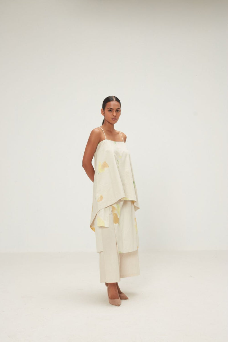 Dried Moss Pants poplin by Khara Kapas in ecru for women Worldwide