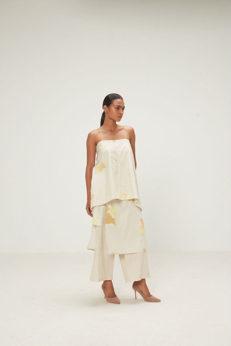 Dried Moss Pants poplin by Khara Kapas in ecru for women Worldwide