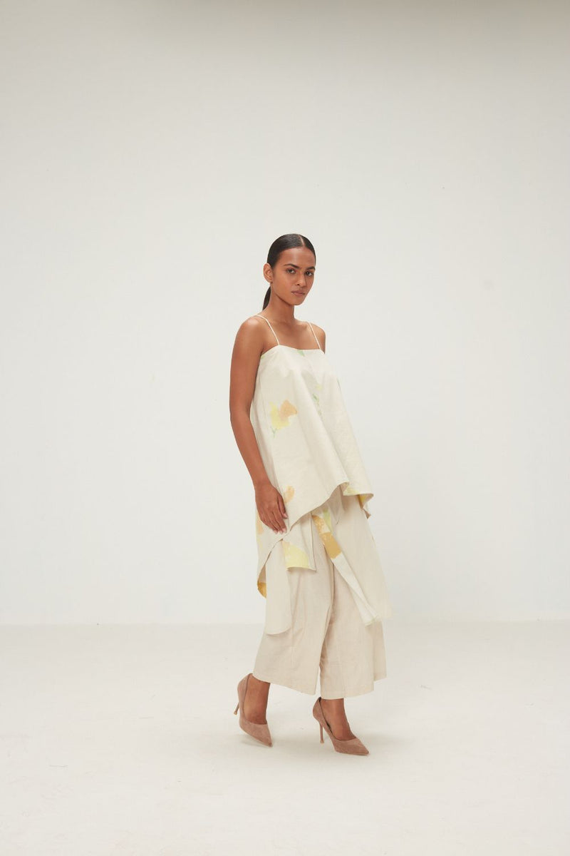 Dried Moss Pants poplin by Khara Kapas in ecru for women Worldwide