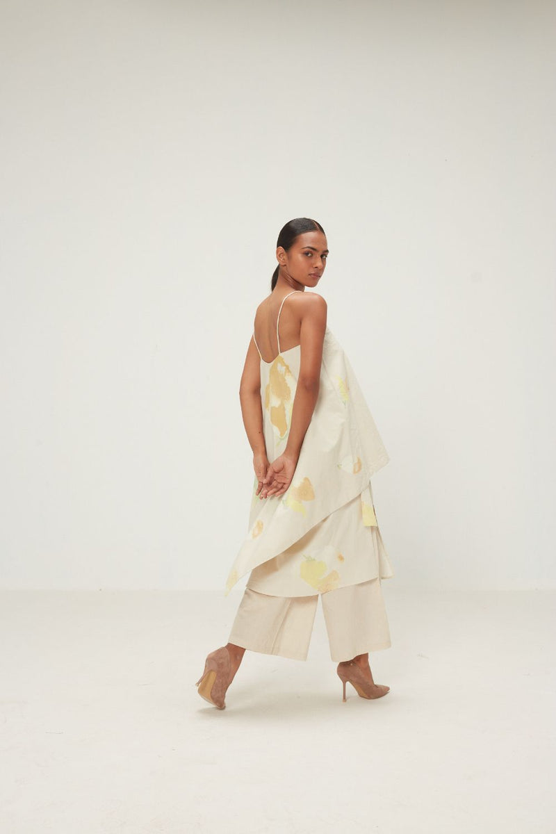 Dried Moss Pants poplin by Khara Kapas in ecru for women Worldwide