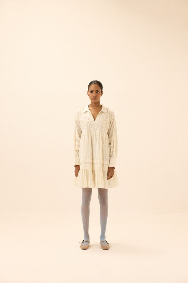 Concave Dress mul by Khara Kapas in white for women Worldwide