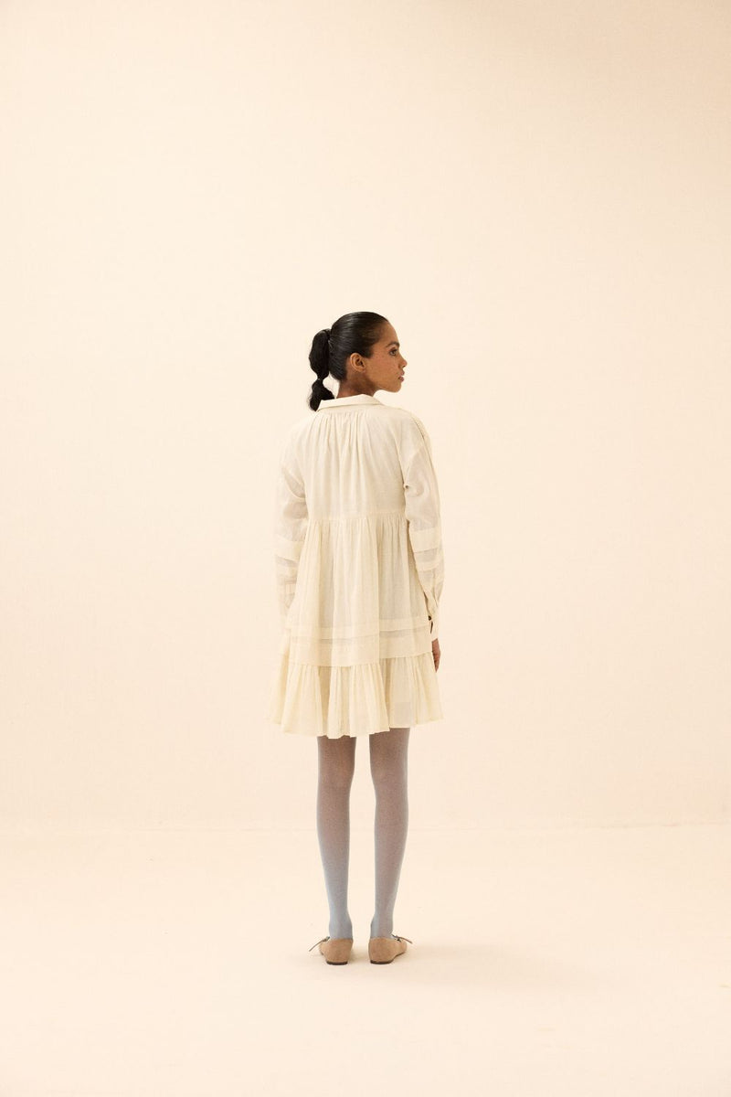 Concave Dress mul by Khara Kapas in white for women Worldwide