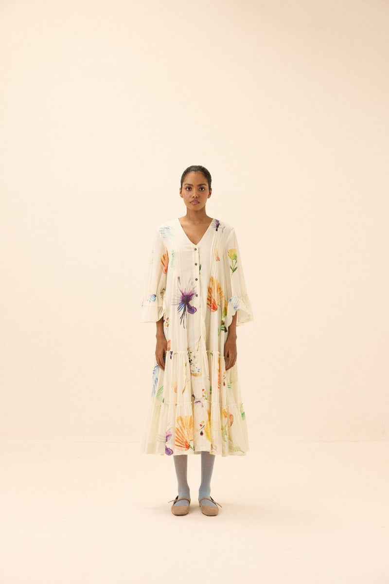 Floral song dress mul by Khara Kapas in multi for women Worldwide