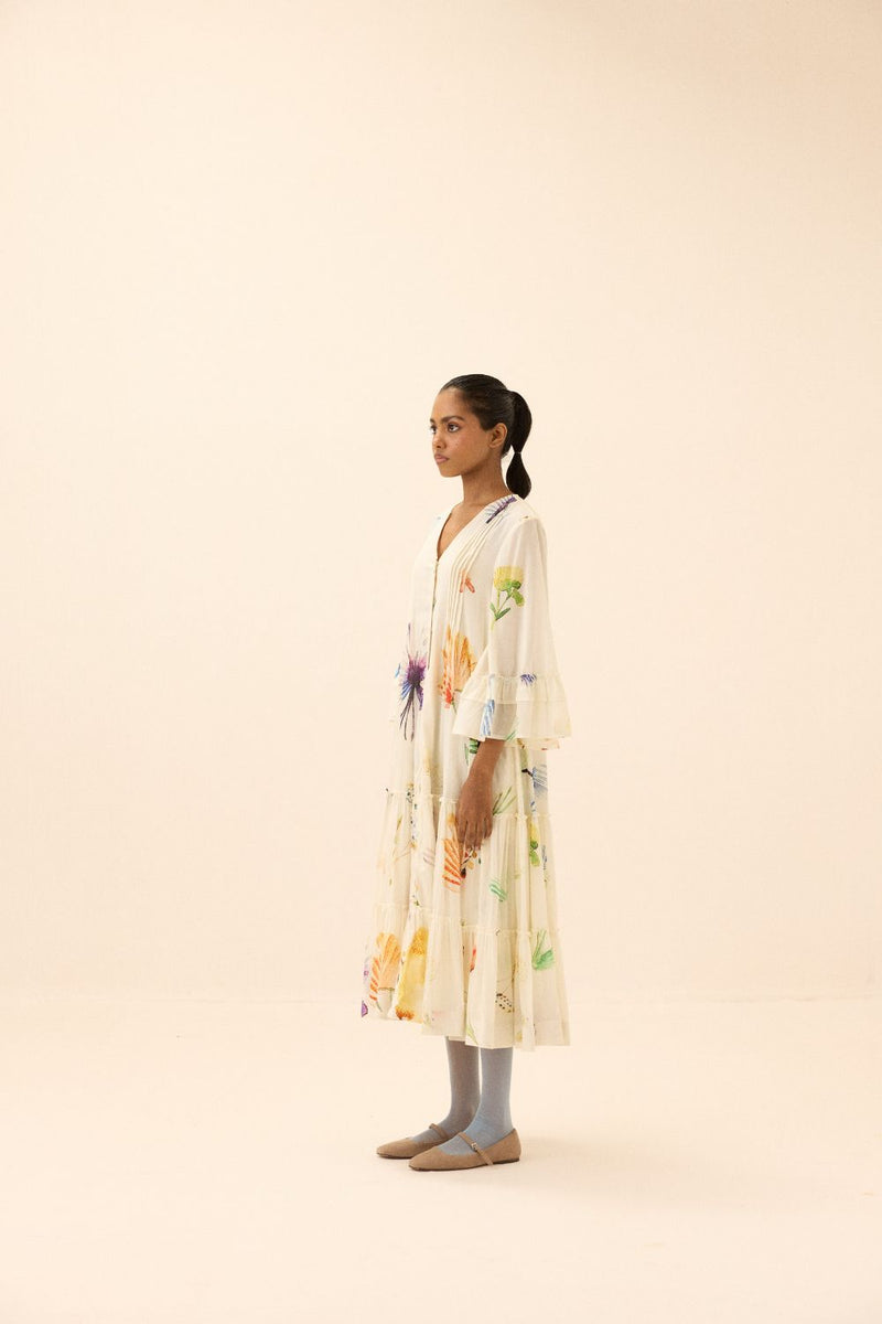 Floral song dress mul by Khara Kapas in multi for women Worldwide