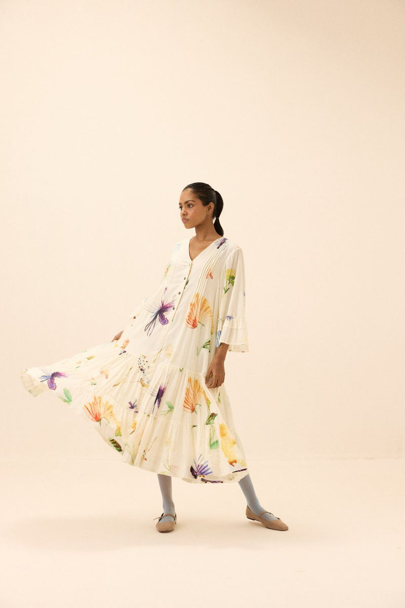 Floral song dress mul by Khara Kapas in multi for women Worldwide