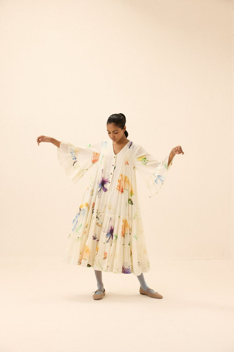 Floral song dress mul by Khara Kapas in multi for women Worldwide