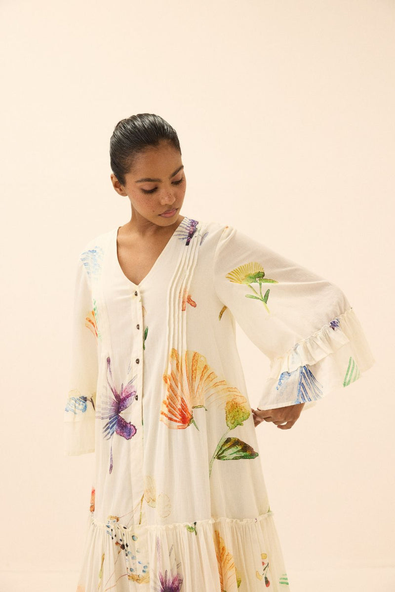Floral song dress mul by Khara Kapas in multi for women Worldwide