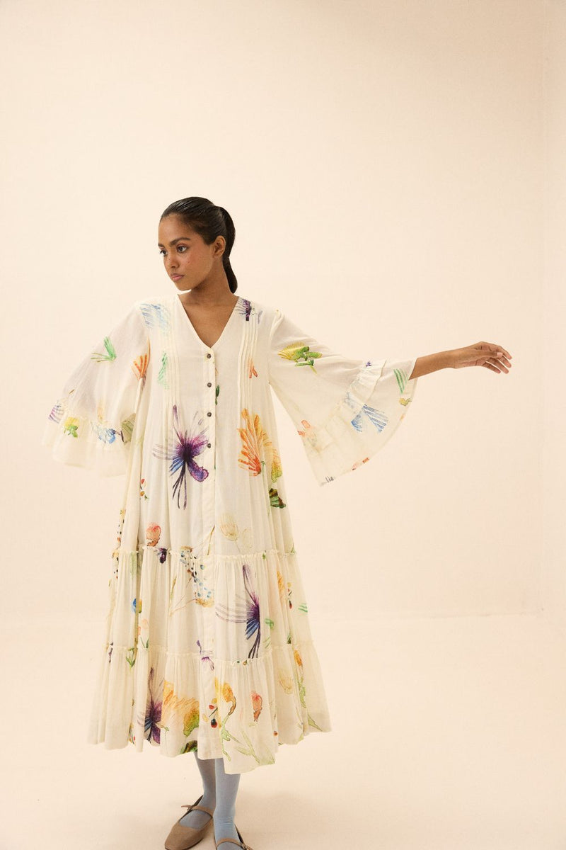 Floral song dress mul by Khara Kapas in multi for women Worldwide