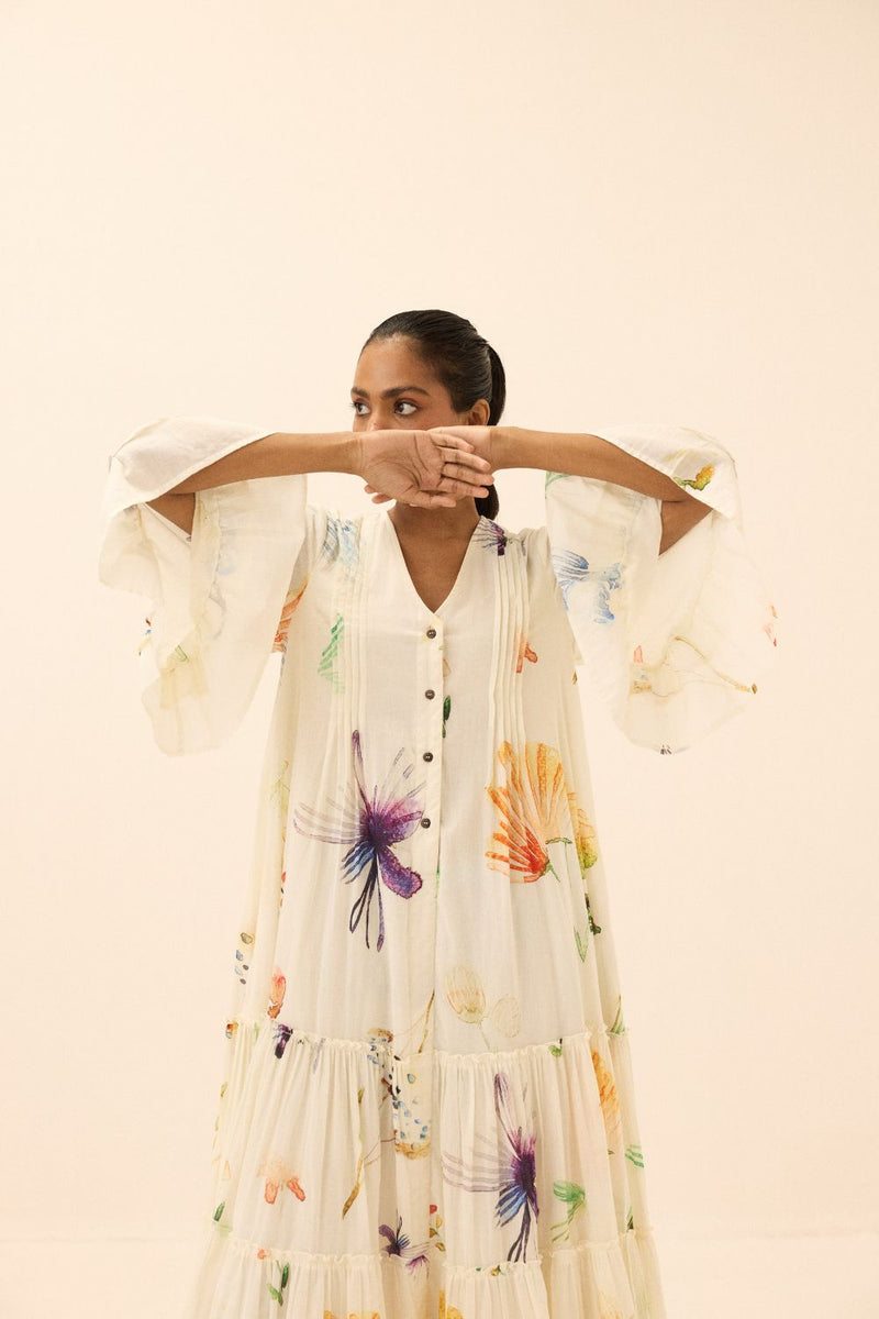 Floral song dress mul by Khara Kapas in multi for women Worldwide