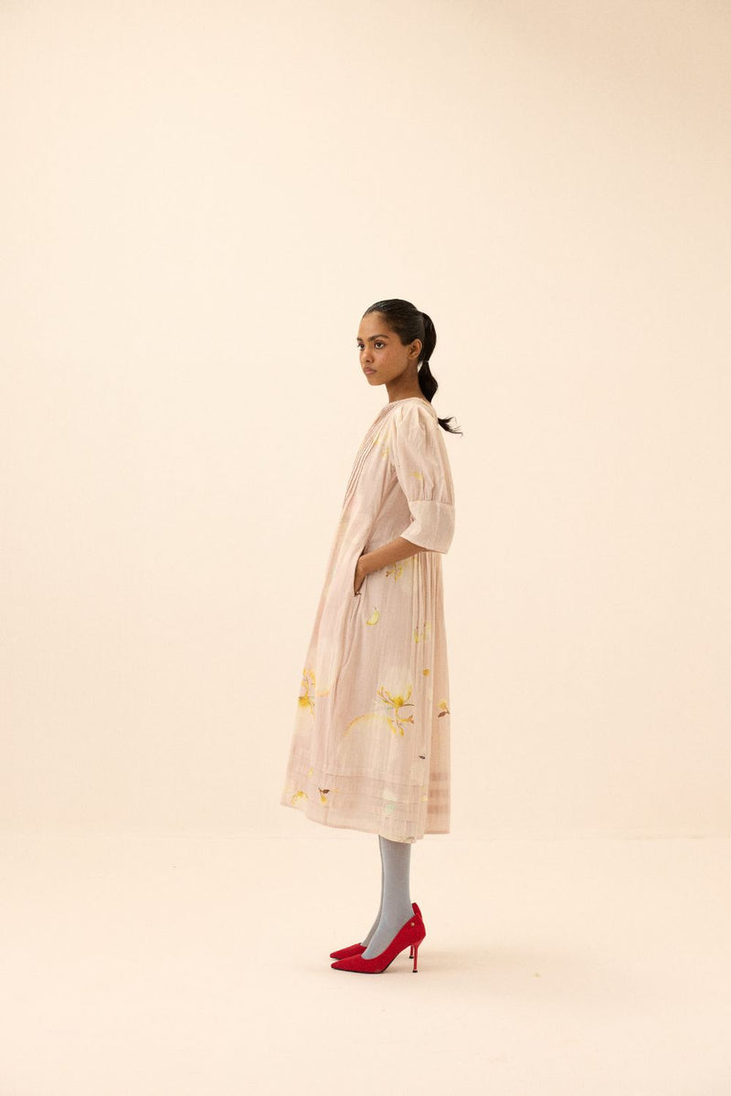 Peachfrost dress mul by Khara Kapas in peach for women Worldwide