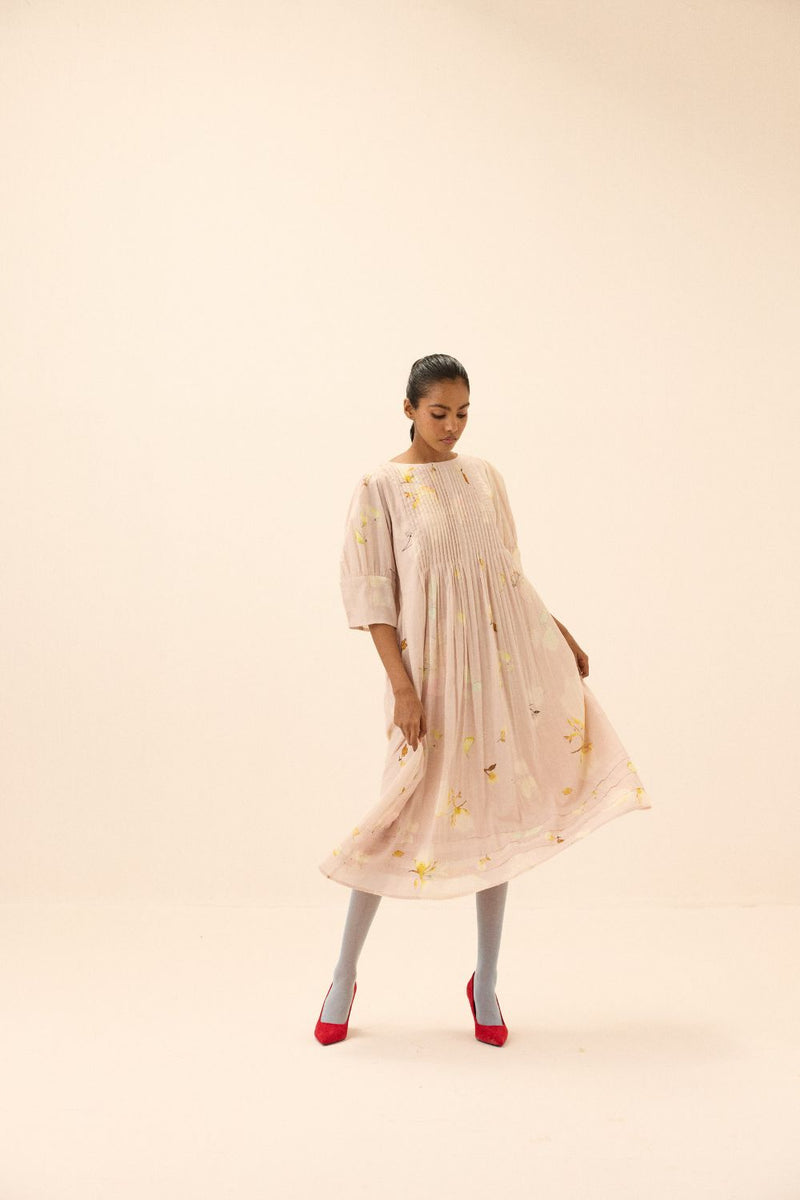 Peachfrost dress mul by Khara Kapas in peach for women Worldwide