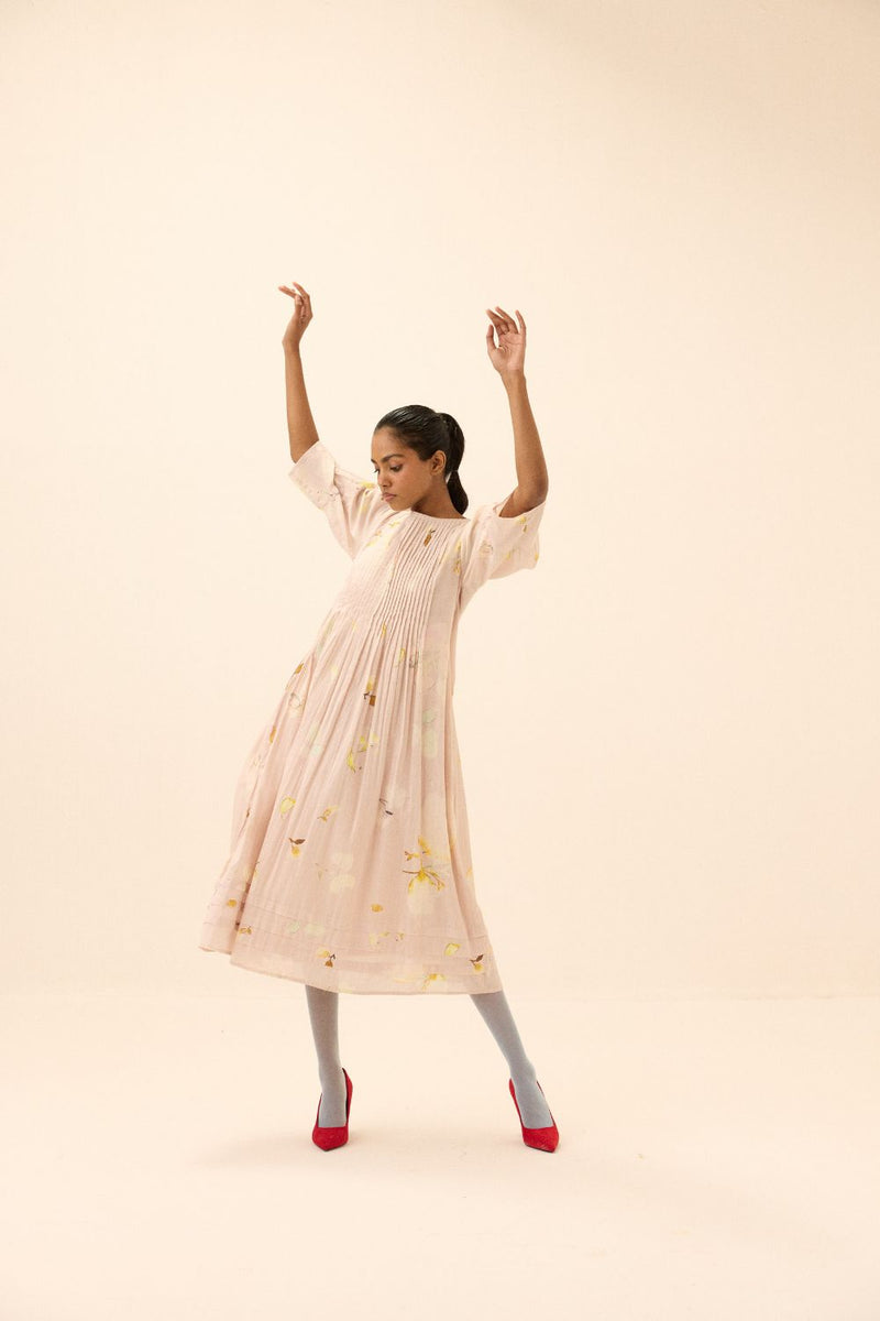 Peachfrost dress mul by Khara Kapas in peach for women Worldwide