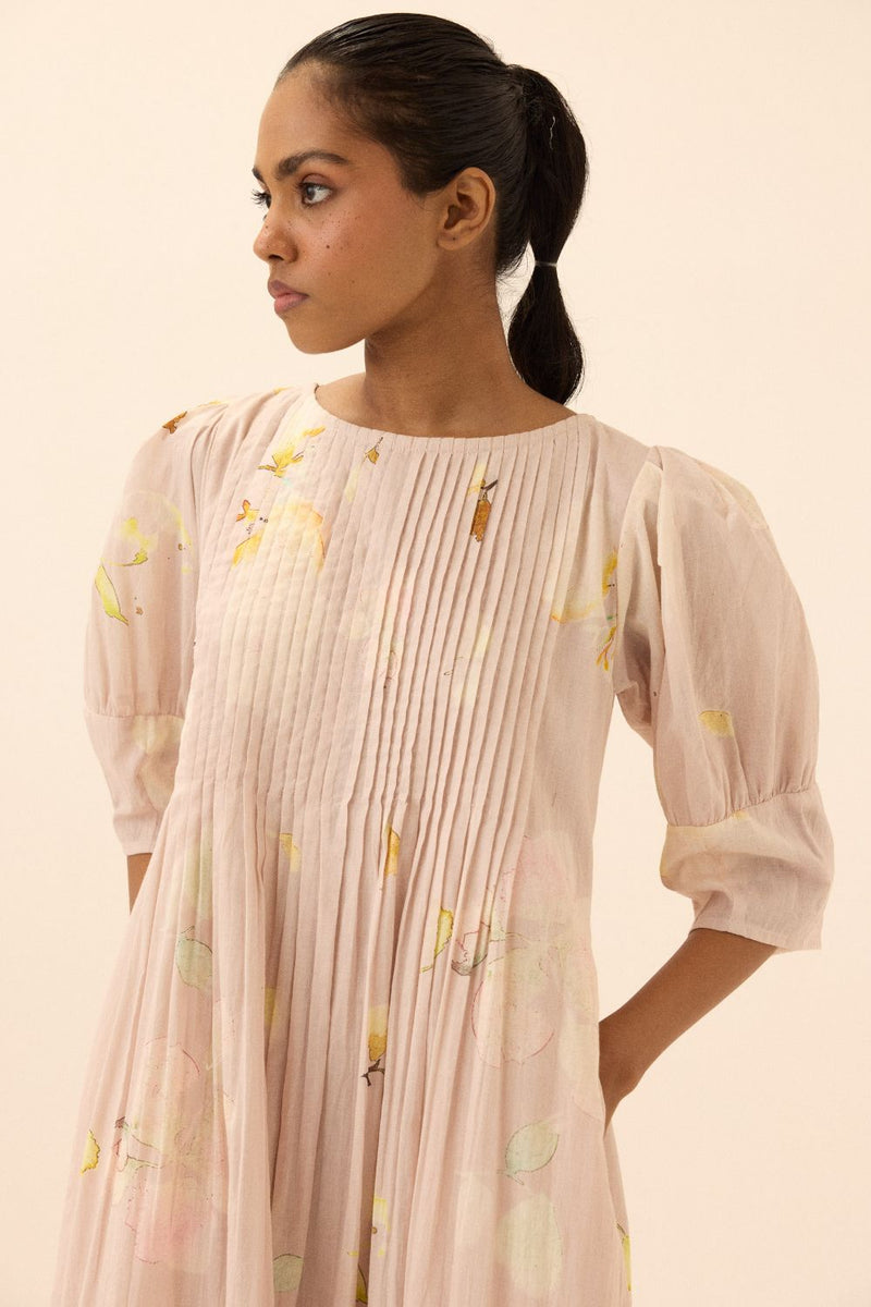 Peachfrost dress mul by Khara Kapas in peach for women Worldwide