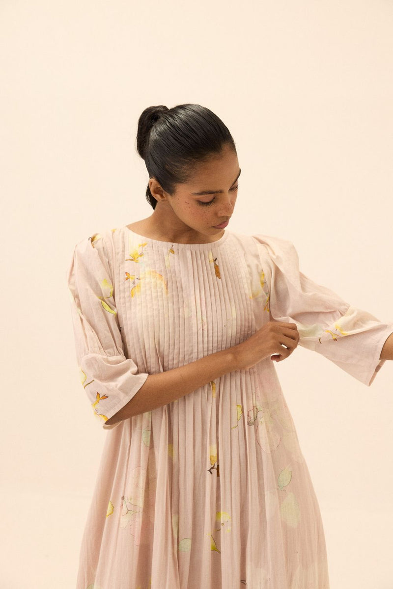 Peachfrost dress mul by Khara Kapas in peach for women Worldwide