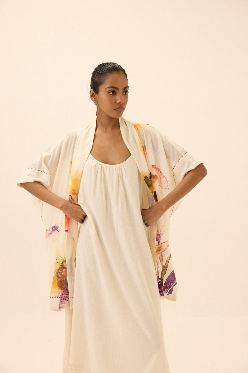Sunup Shrug mul by Khara Kapas in multi for women Worldwide