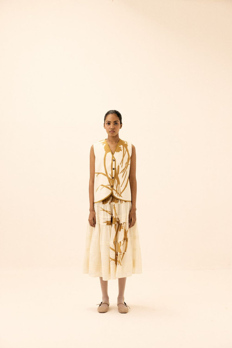 Golden Hour Skirt mul by Khara Kapas in white for women Worldwide