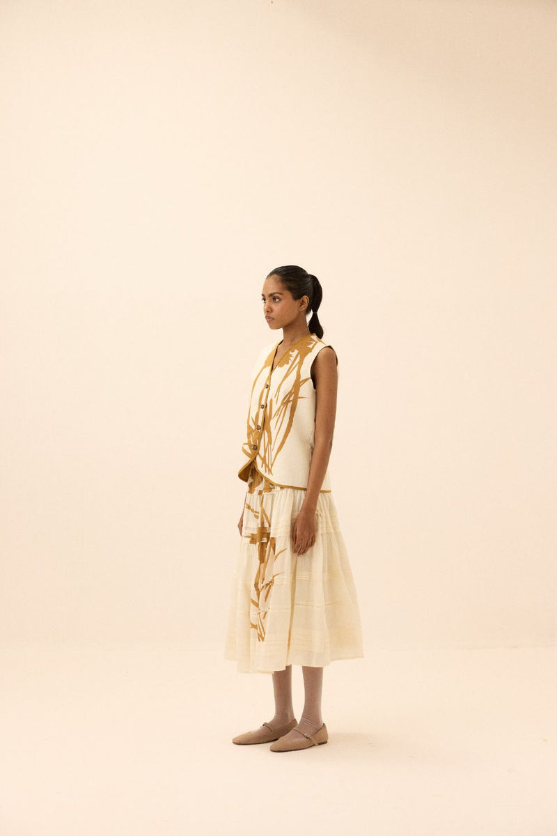 Golden Hour Skirt mul by Khara Kapas in white for women Worldwide