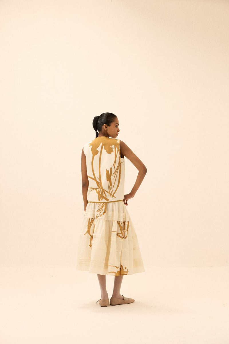 Golden Hour Skirt mul by Khara Kapas in white for women Worldwide