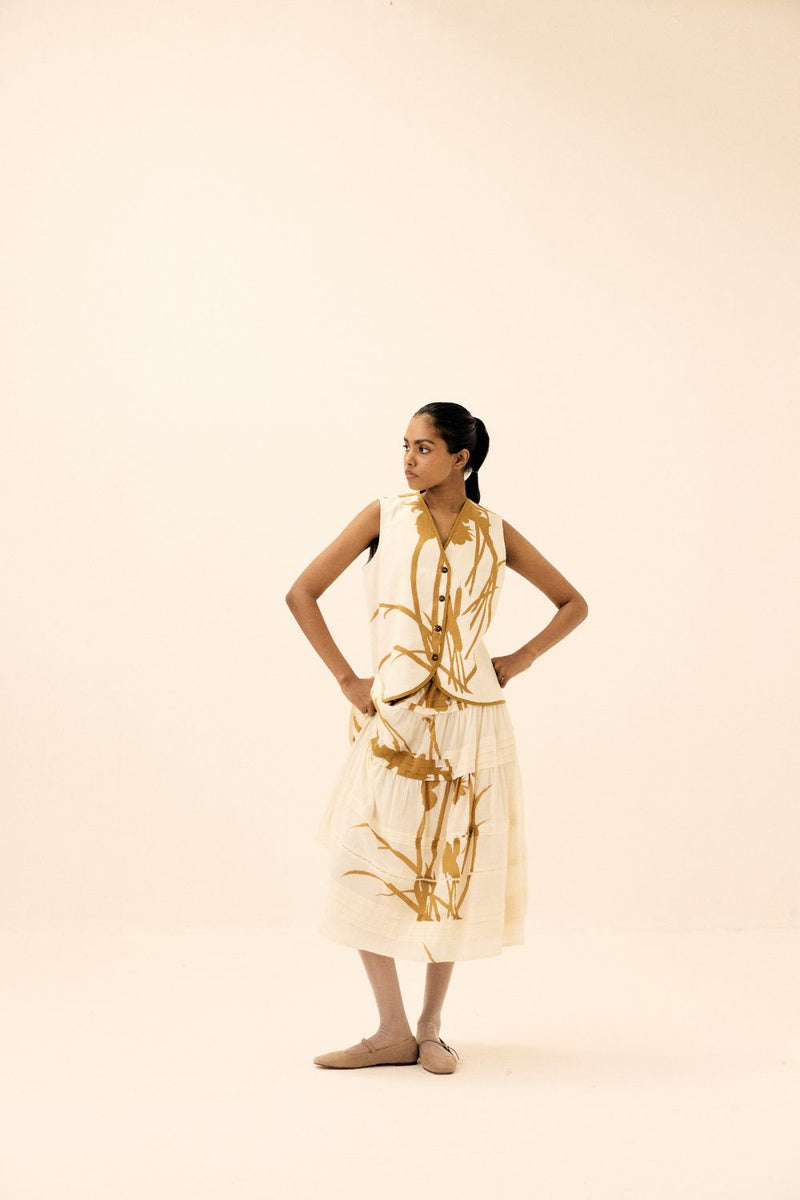 Golden Hour Skirt mul by Khara Kapas in white for women Worldwide