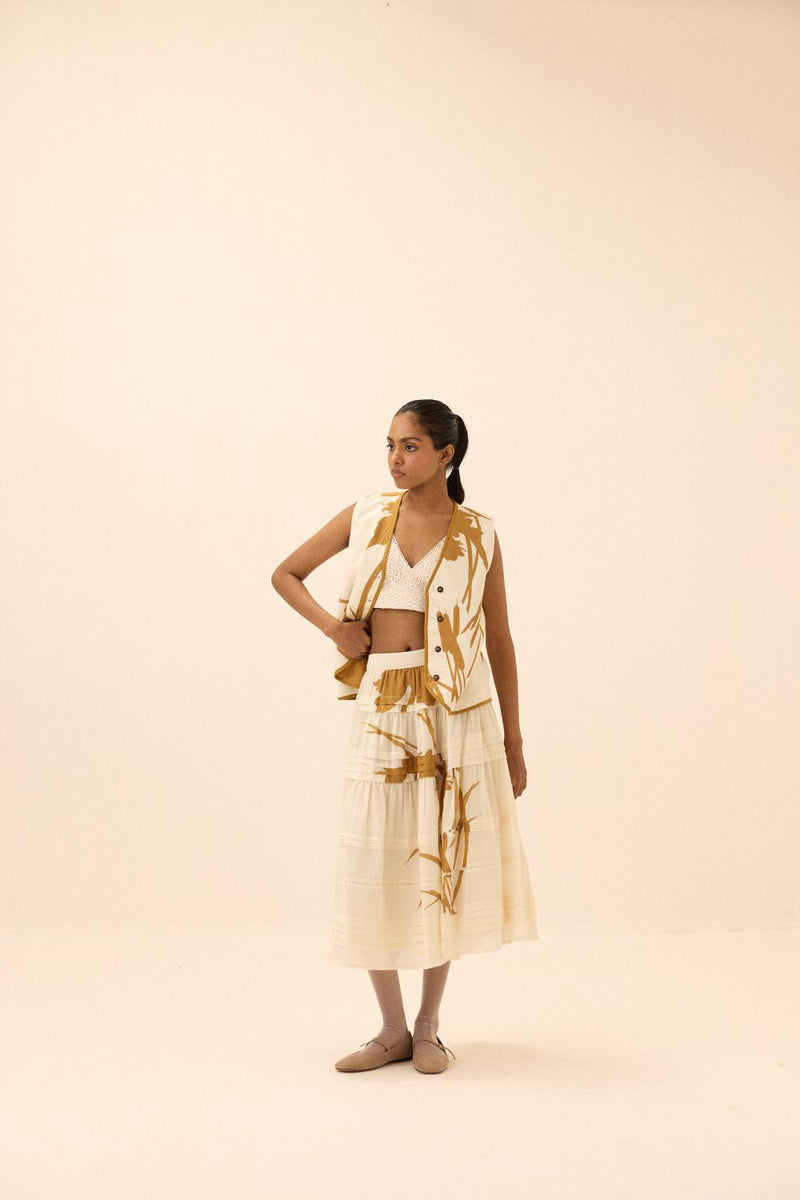 Golden Hour Skirt mul by Khara Kapas in white for women Worldwide