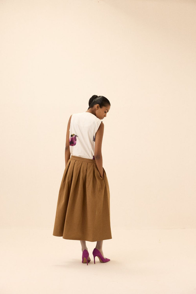 Nutmeg Skirt twill by Khara Kapas in brown for women Worldwide