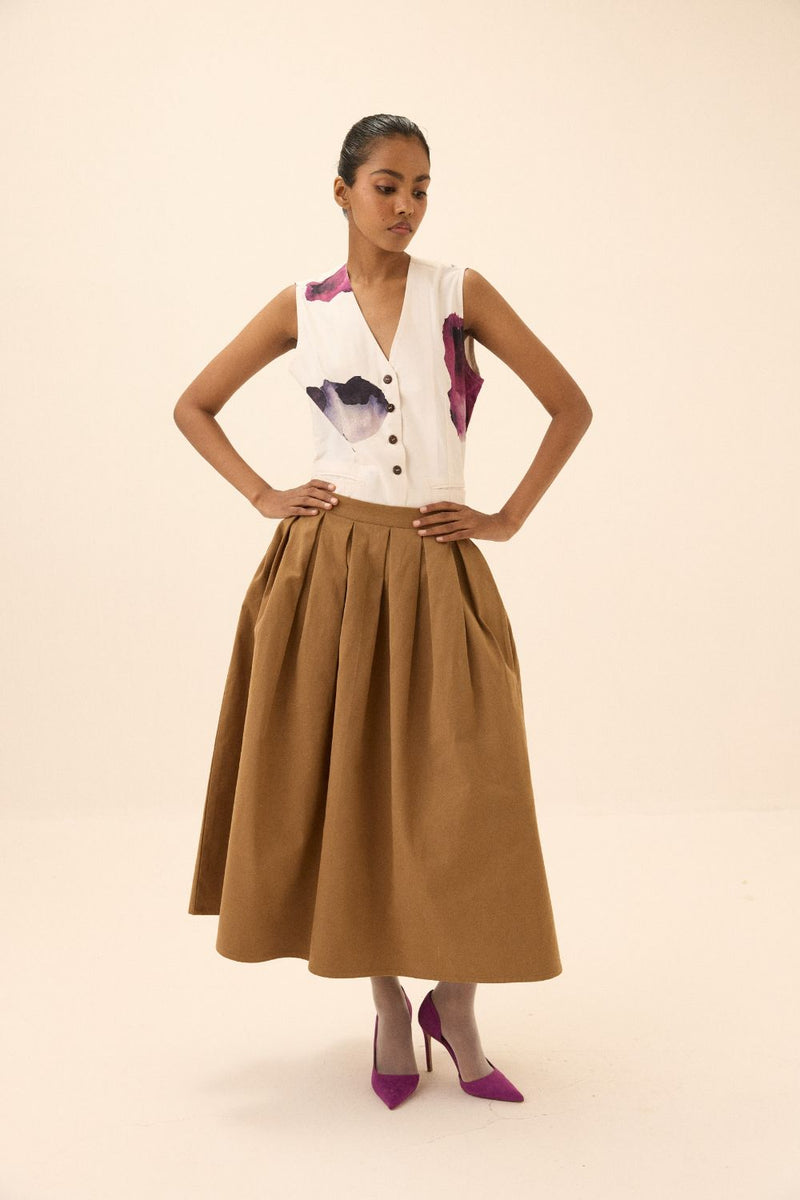 Nutmeg Skirt twill by Khara Kapas in brown for women Worldwide