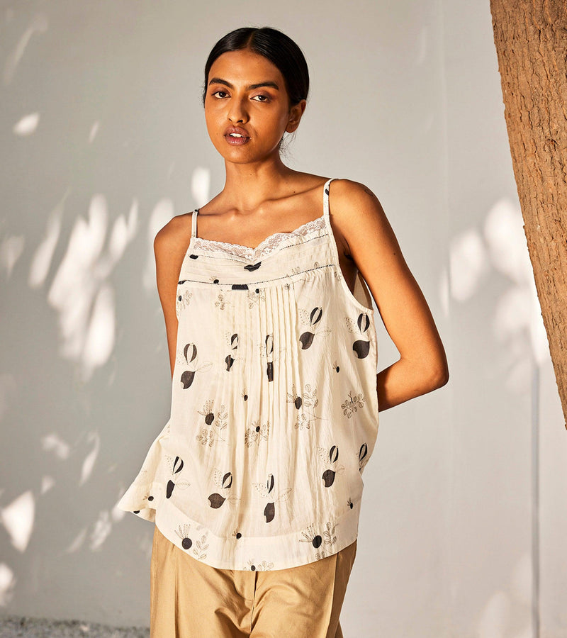 Anar Top cotton top/shirt by Khara Kapas in off white for women Worldwide