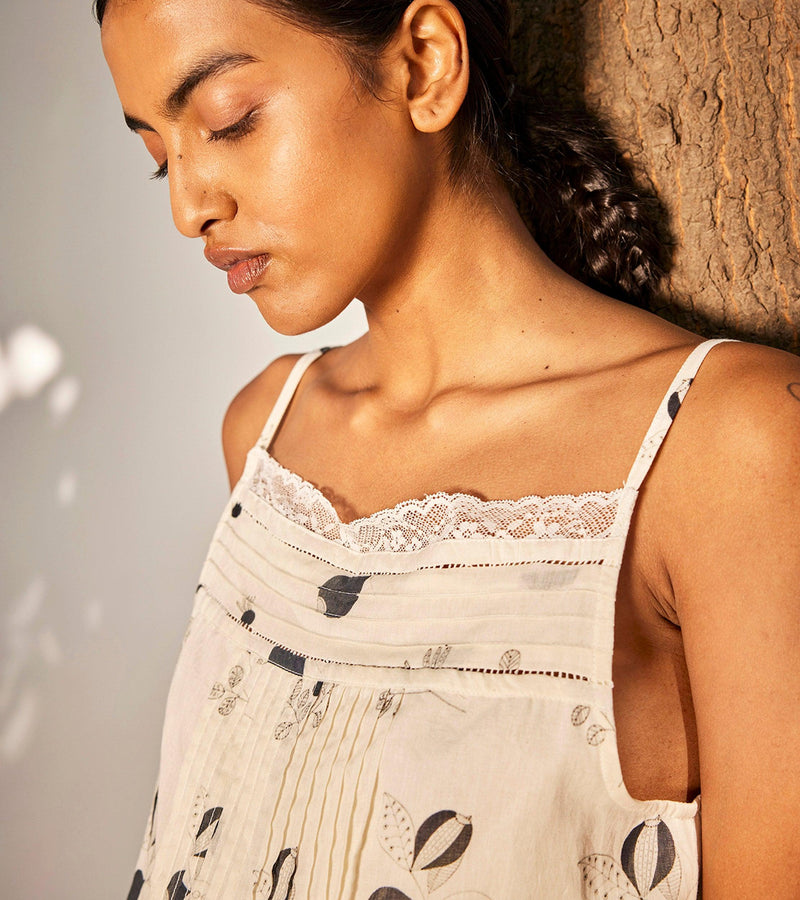 Anar Top cotton top/shirt by Khara Kapas in off white for women Worldwide