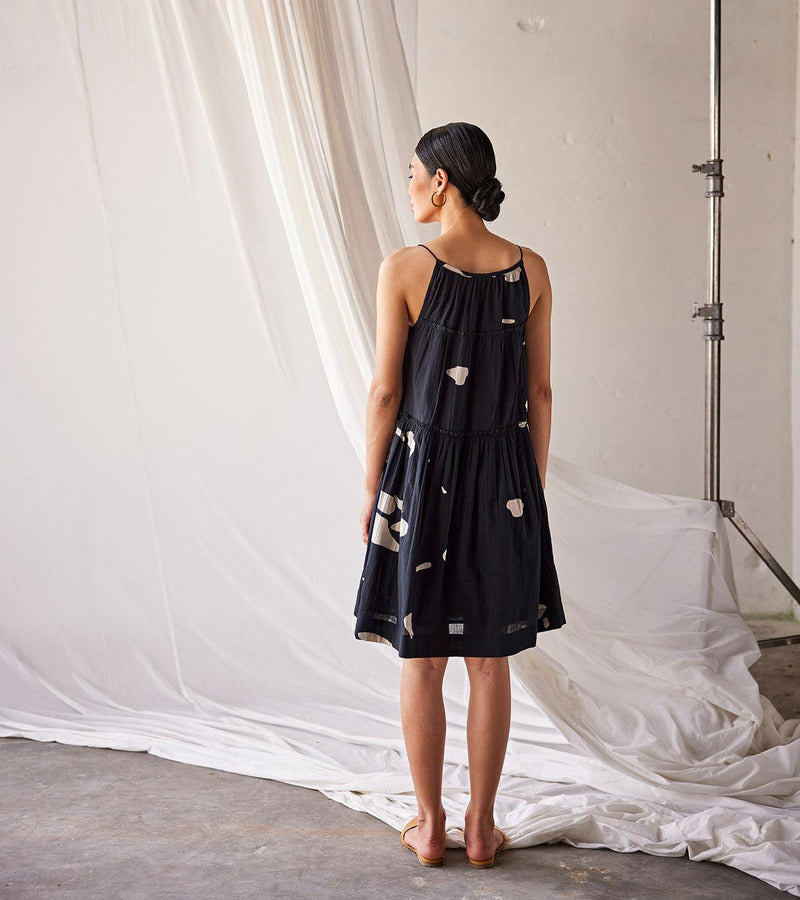Summers Night Midi Dress cotton dress by Khara Kapas in black for women Worldwide
