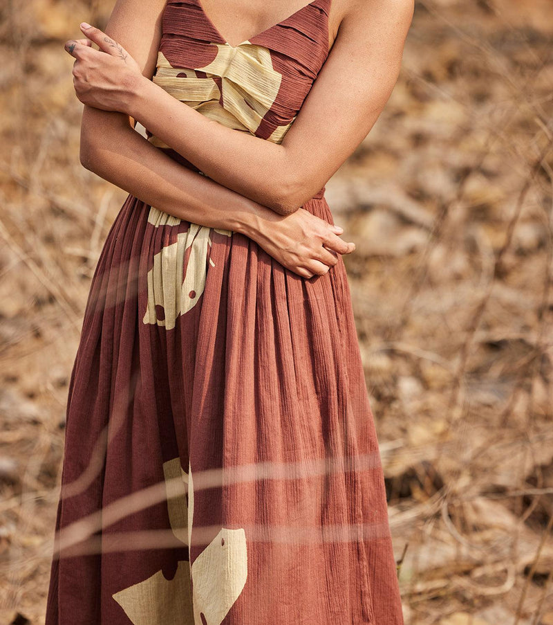 Mystique Dress cotton dress by Khara Kapas in brown for women Worldwide