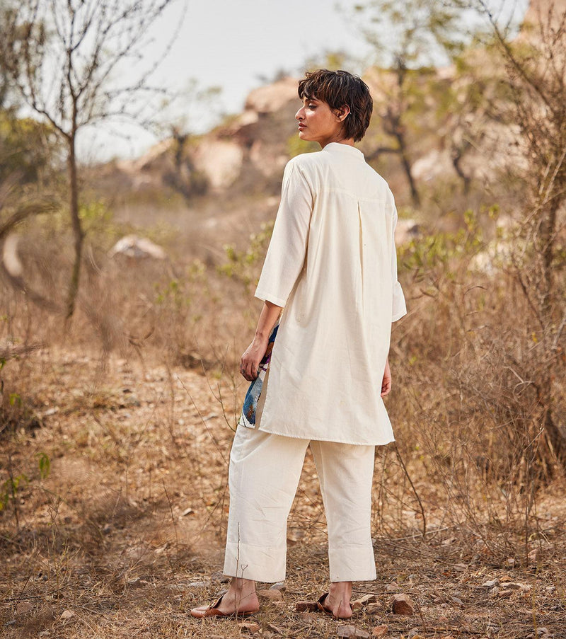 Vann Wide Pants cotton pant/trouser by Khara Kapas in off white for women Worldwide