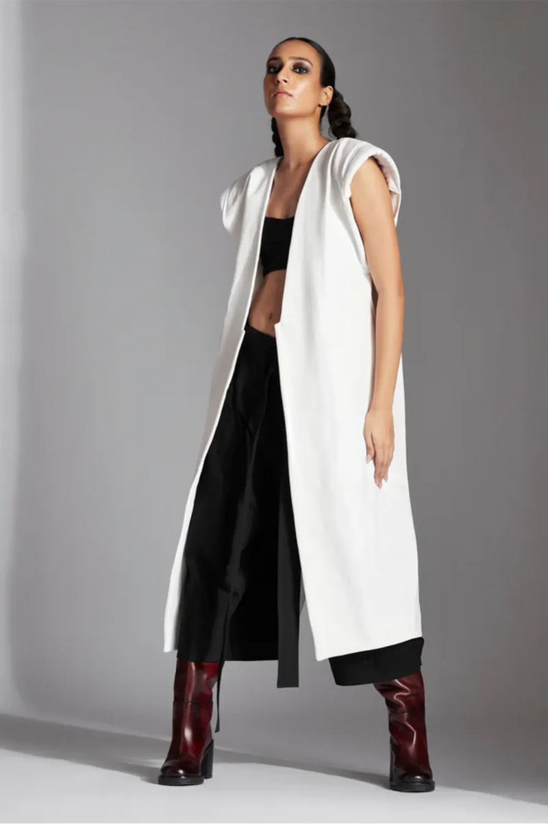 Kaen Jacket in White Denim cotton by Chola in white color for women Worldwide
