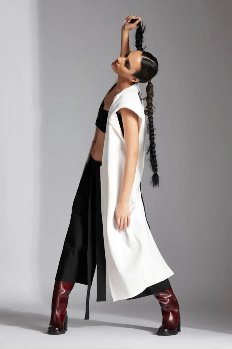 Kaen Jacket in White Denim cotton by Chola in white color for women Worldwide