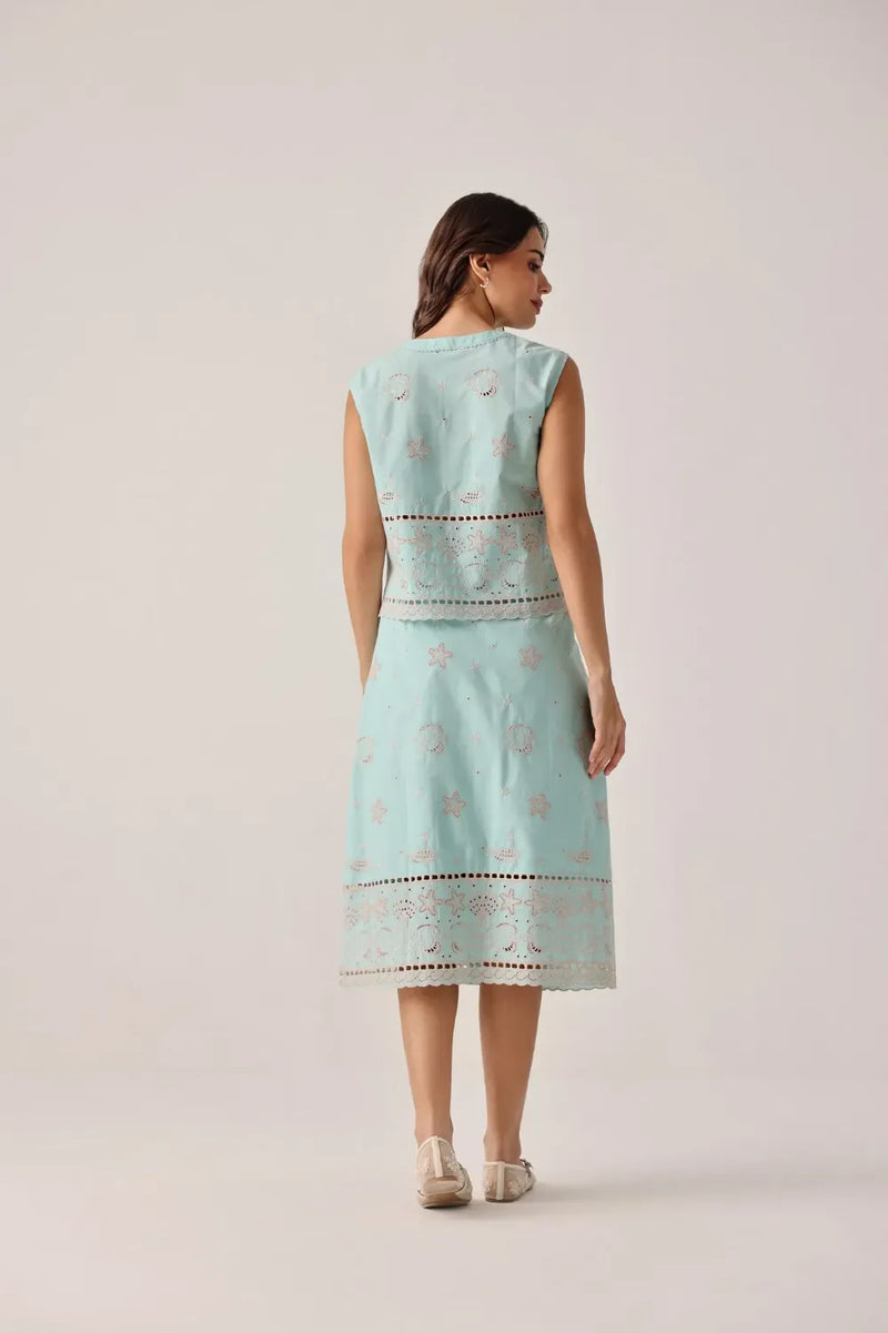 Kaia Top - Aqua poplin by NOIB for women Worldwide