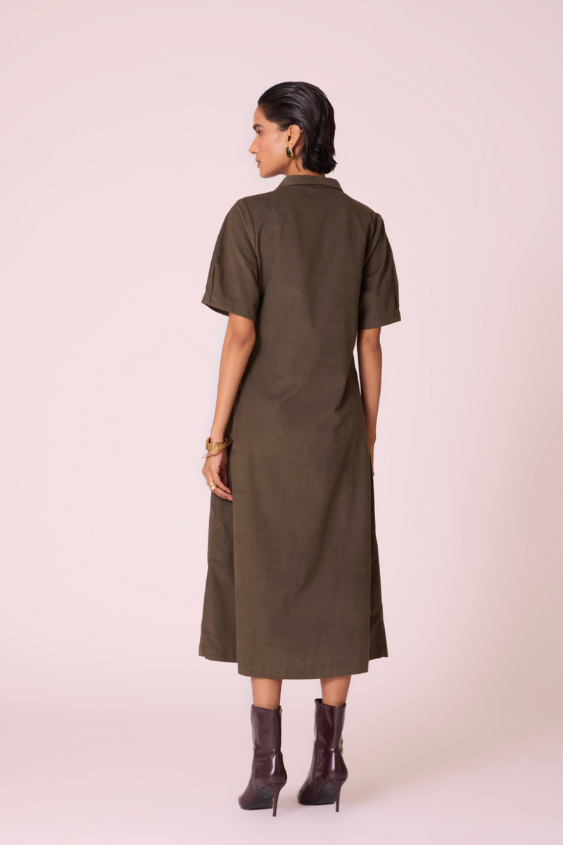 Kamen Olive Needlecord Wrap Dress cotton by The Summer House in olive color for women Worldwide